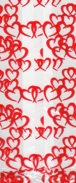 3 X 1 3/4 X 6 3/4 (RED HEARTS) Clear Cello Gusseted Bags (Qty 50)
